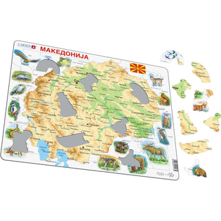 Makedonia Fysisk kart med Dyr
