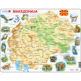 Makedonia Fysisk kart med Dyr