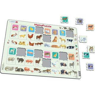 Memopuzzle, foreldre og barn, dyr