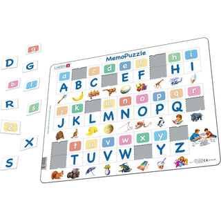 MemoPuzzle. Alfabetet med 26 store og små bokstaver. (26 bokstaver)