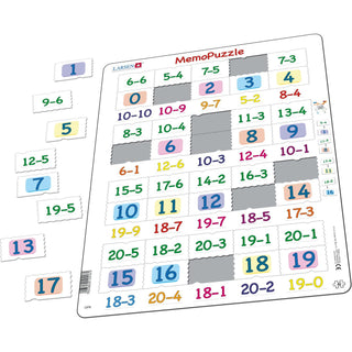 MemoPuzzle. Subtraksjon med tall fra 0–20