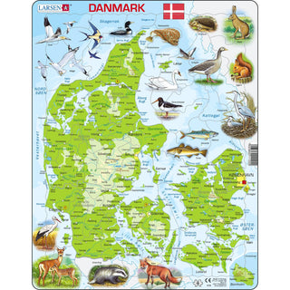Danmark, topografisk kart