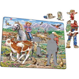 Cowgirl og cowboy med lasso