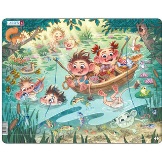 Little trolls fishing and bathing