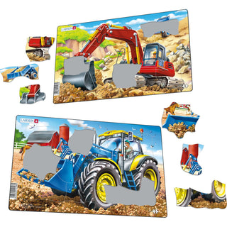 Traktor og gravemaskin